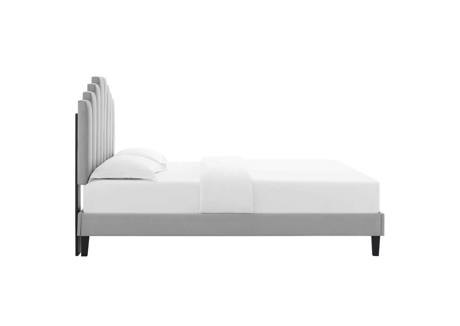 Light Gray Elise Queen Performance Velvet Platform Bed,Modway