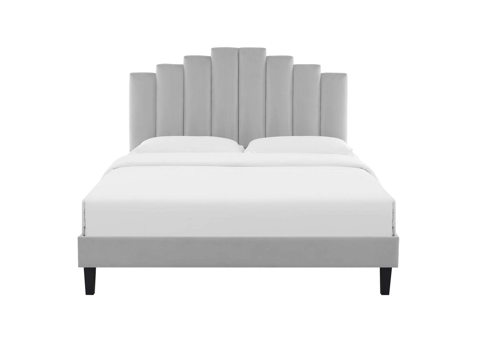 Light Gray Elise Queen Performance Velvet Platform Bed,Modway
