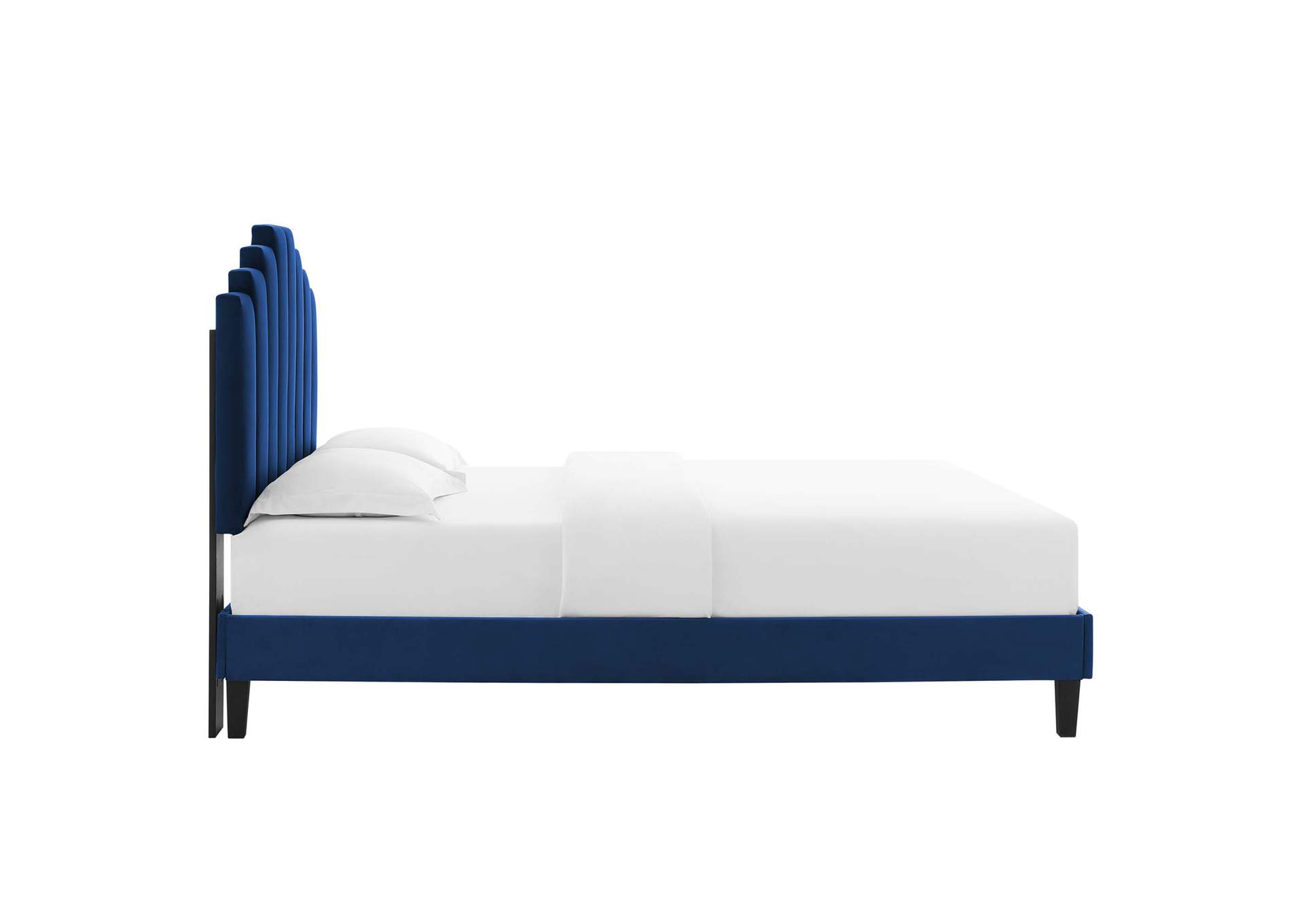 Navy Elise Queen Performance Velvet Platform Bed,Modway