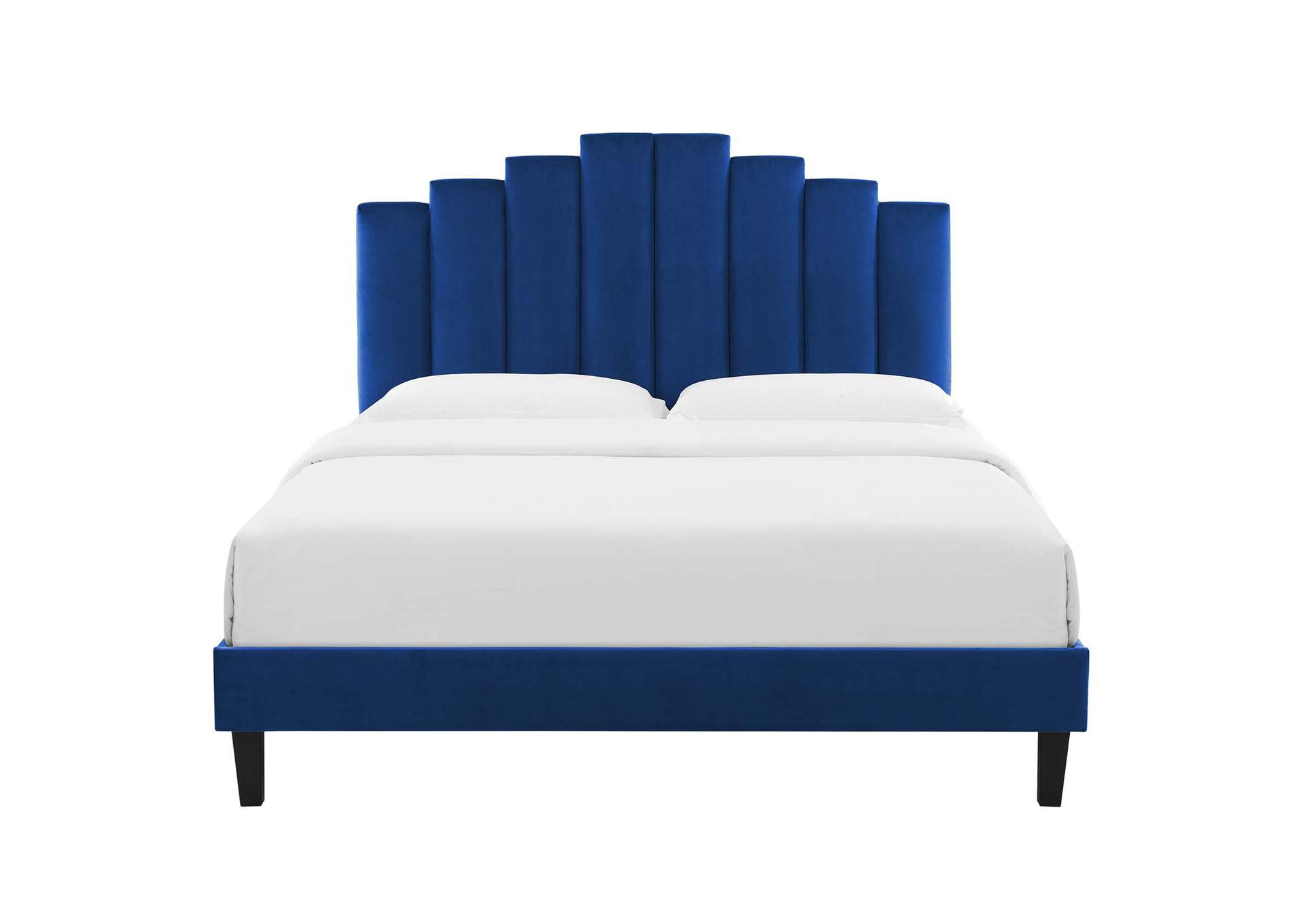 Navy Elise Queen Performance Velvet Platform Bed,Modway