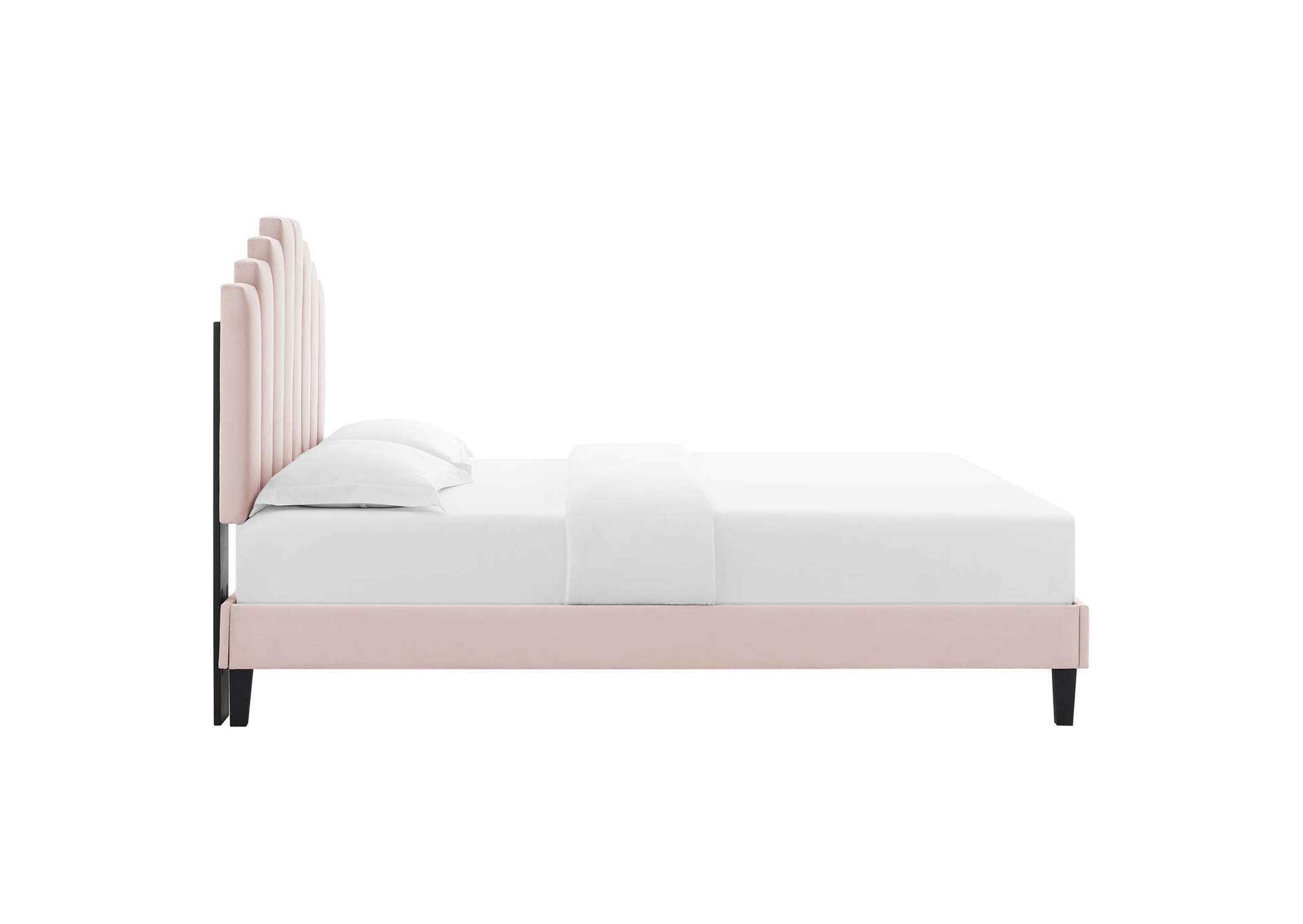 Pink Elise Queen Performance Velvet Platform Bed,Modway