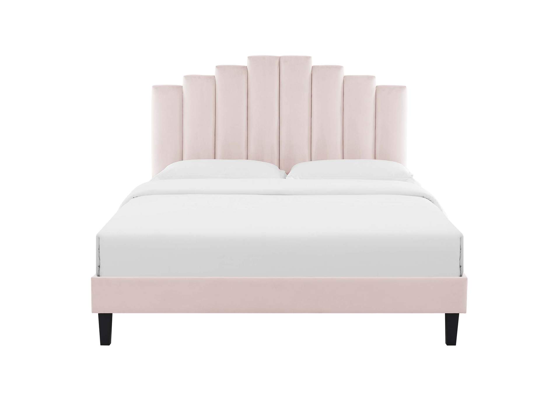 Pink Elise Queen Performance Velvet Platform Bed,Modway