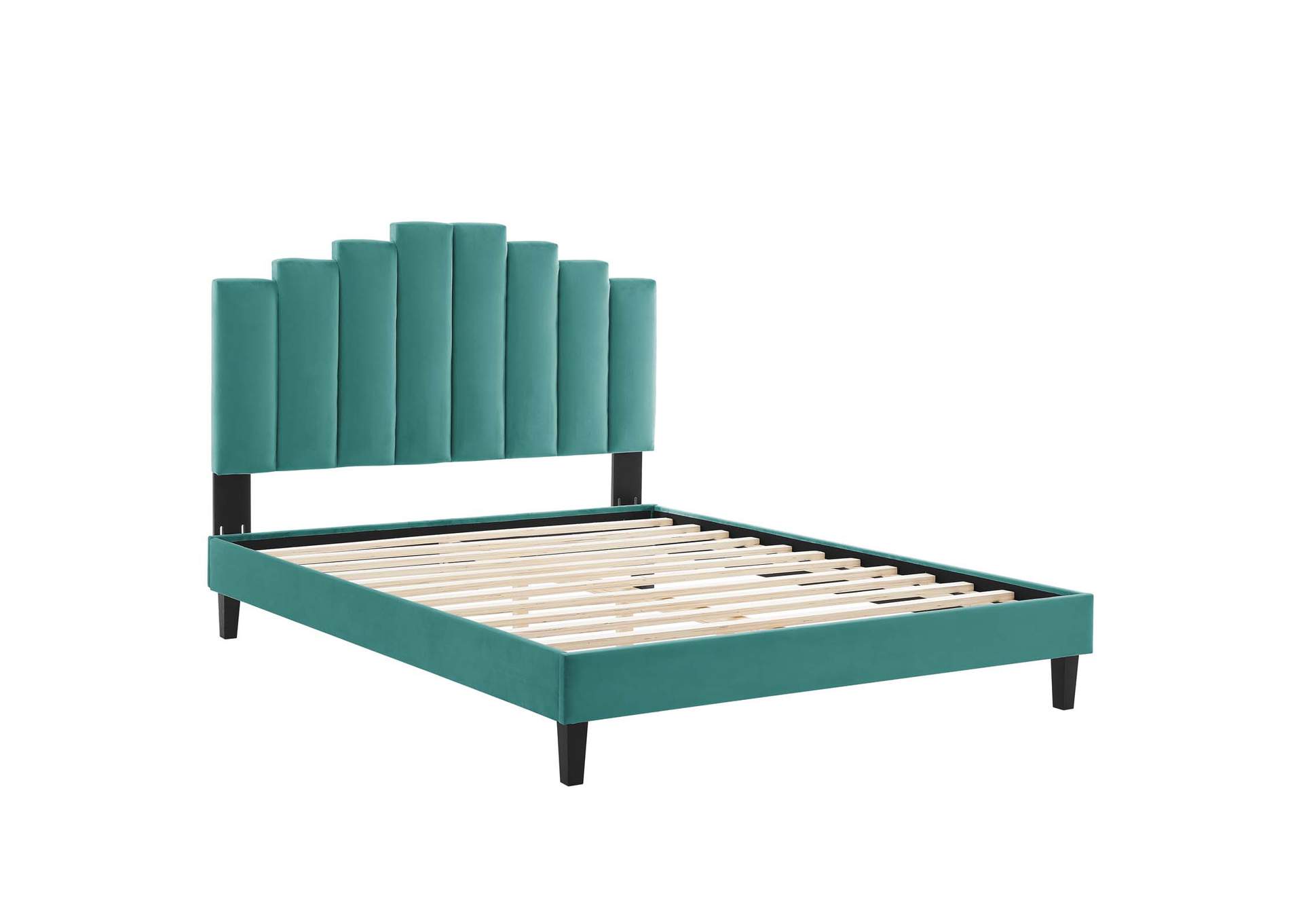 Teal Elise Queen Performance Velvet Platform Bed,Modway