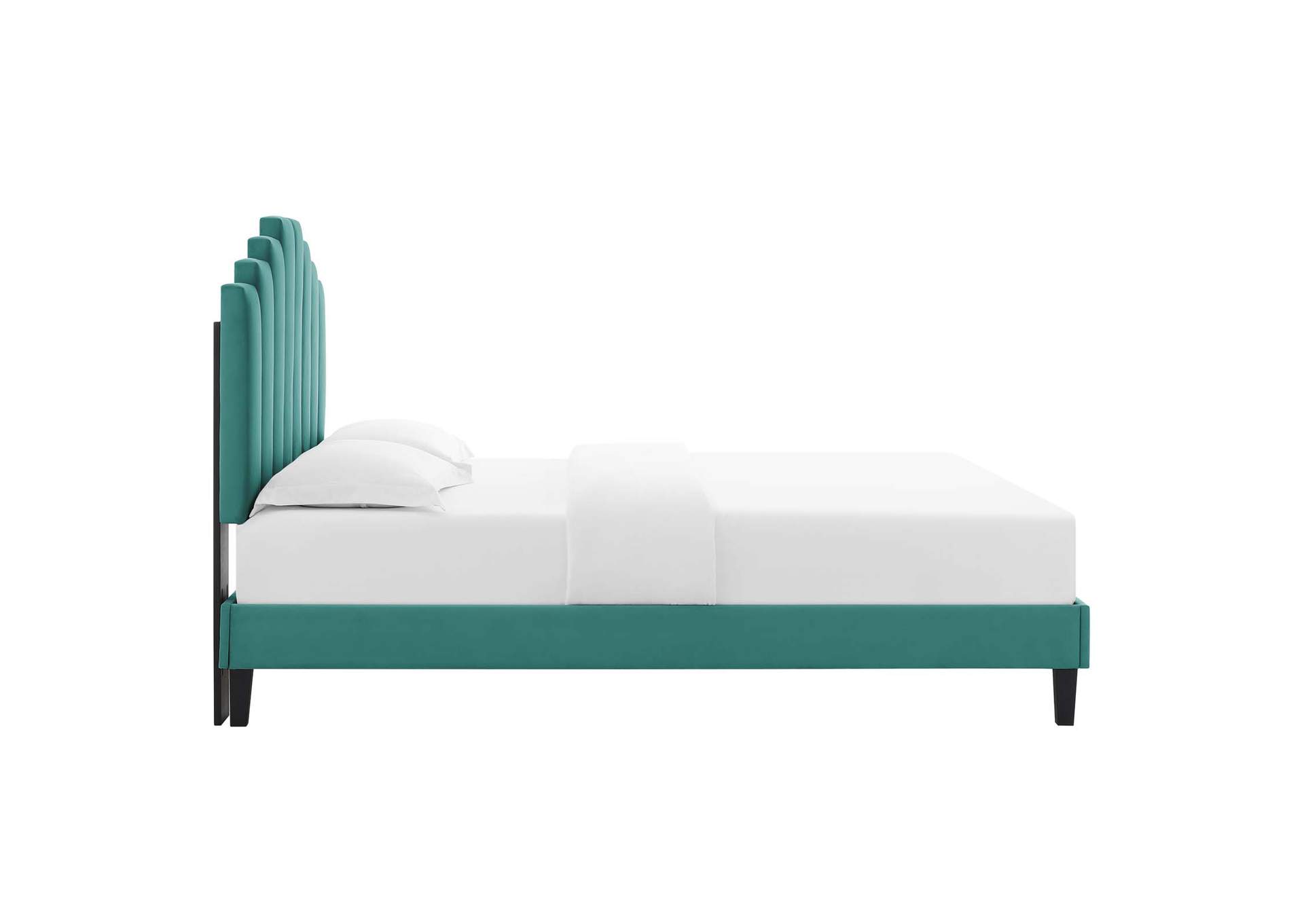 Teal Elise Queen Performance Velvet Platform Bed,Modway