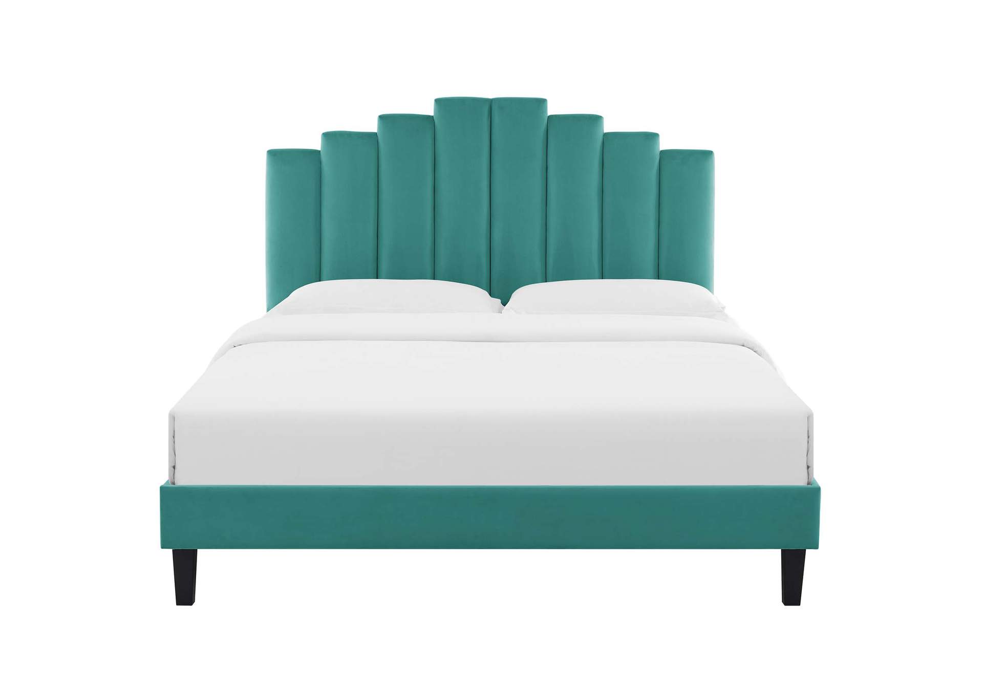 Teal Elise Queen Performance Velvet Platform Bed,Modway