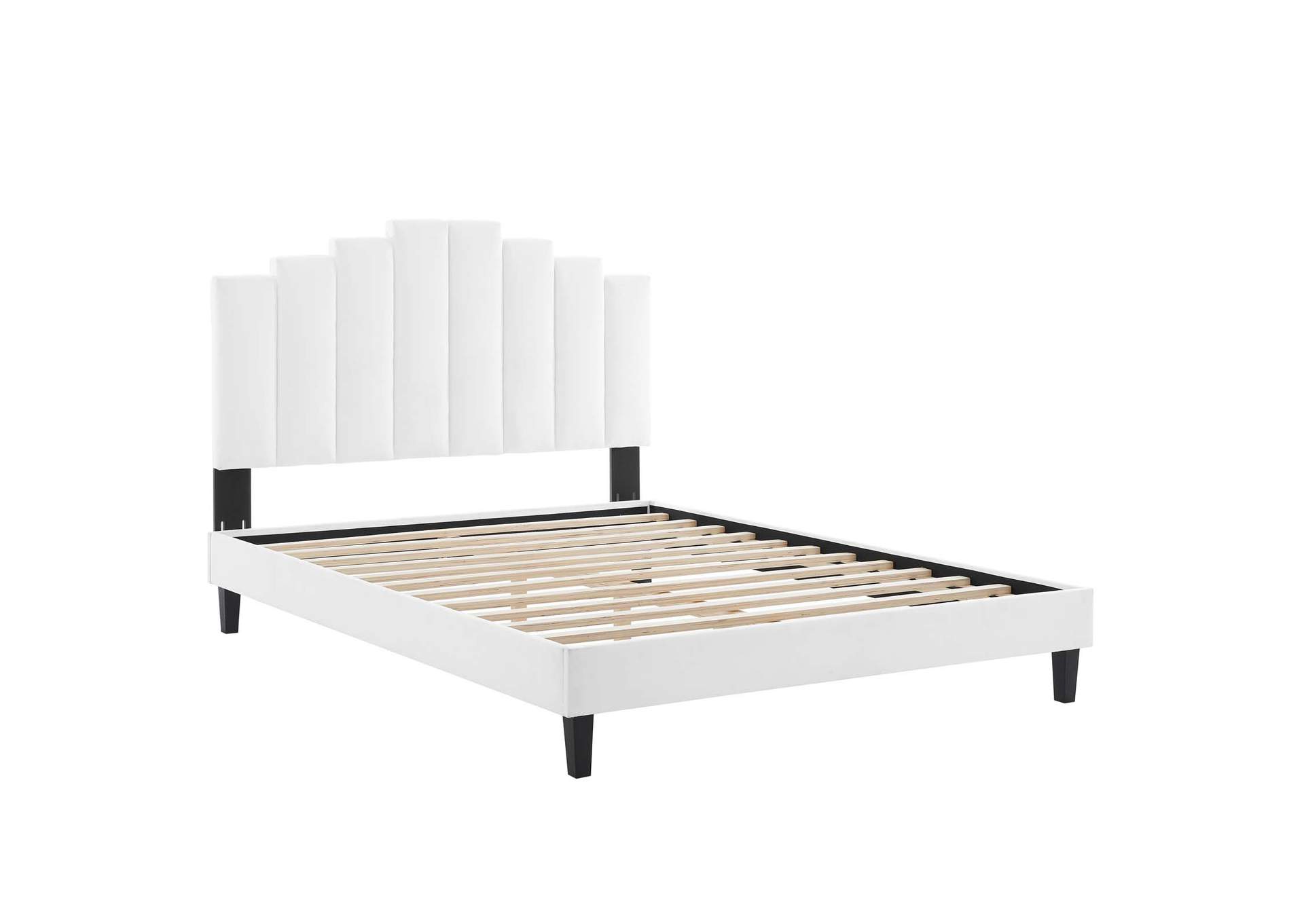 White Elise Queen Performance Velvet Platform Bed,Modway