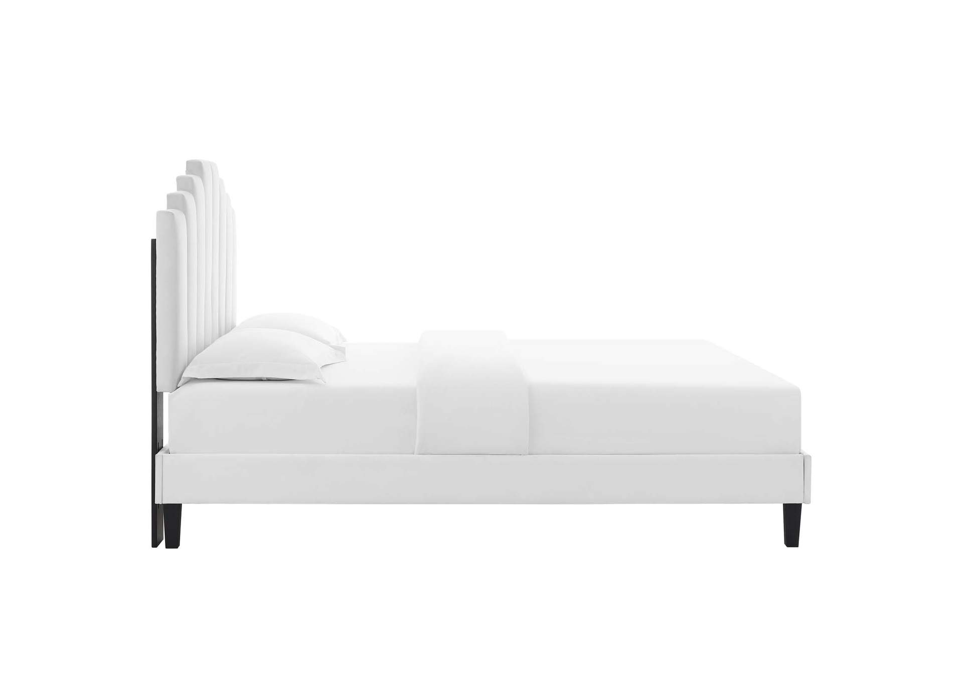 White Elise Queen Performance Velvet Platform Bed,Modway
