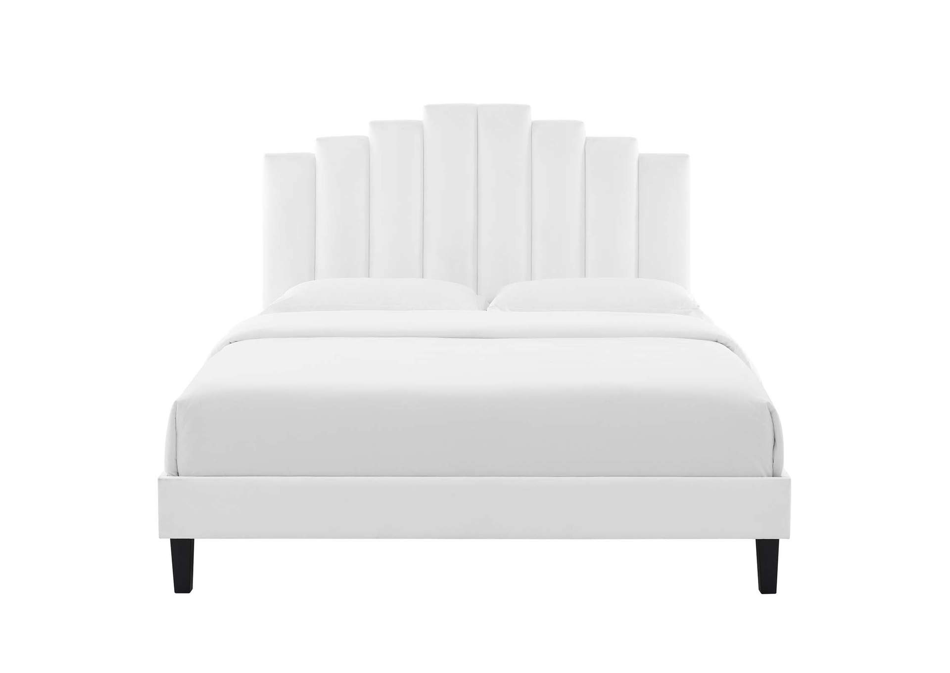 White Elise Queen Performance Velvet Platform Bed,Modway