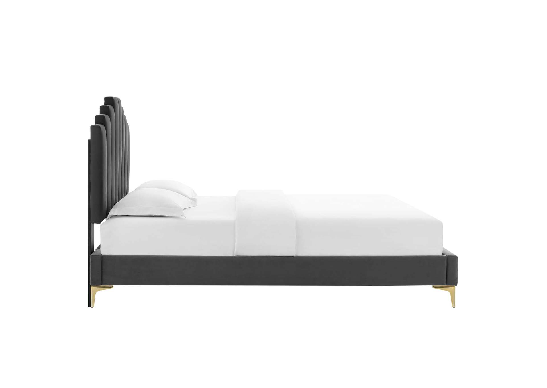 Charcoal Elise Queen Performance Velvet Platform Bed,Modway