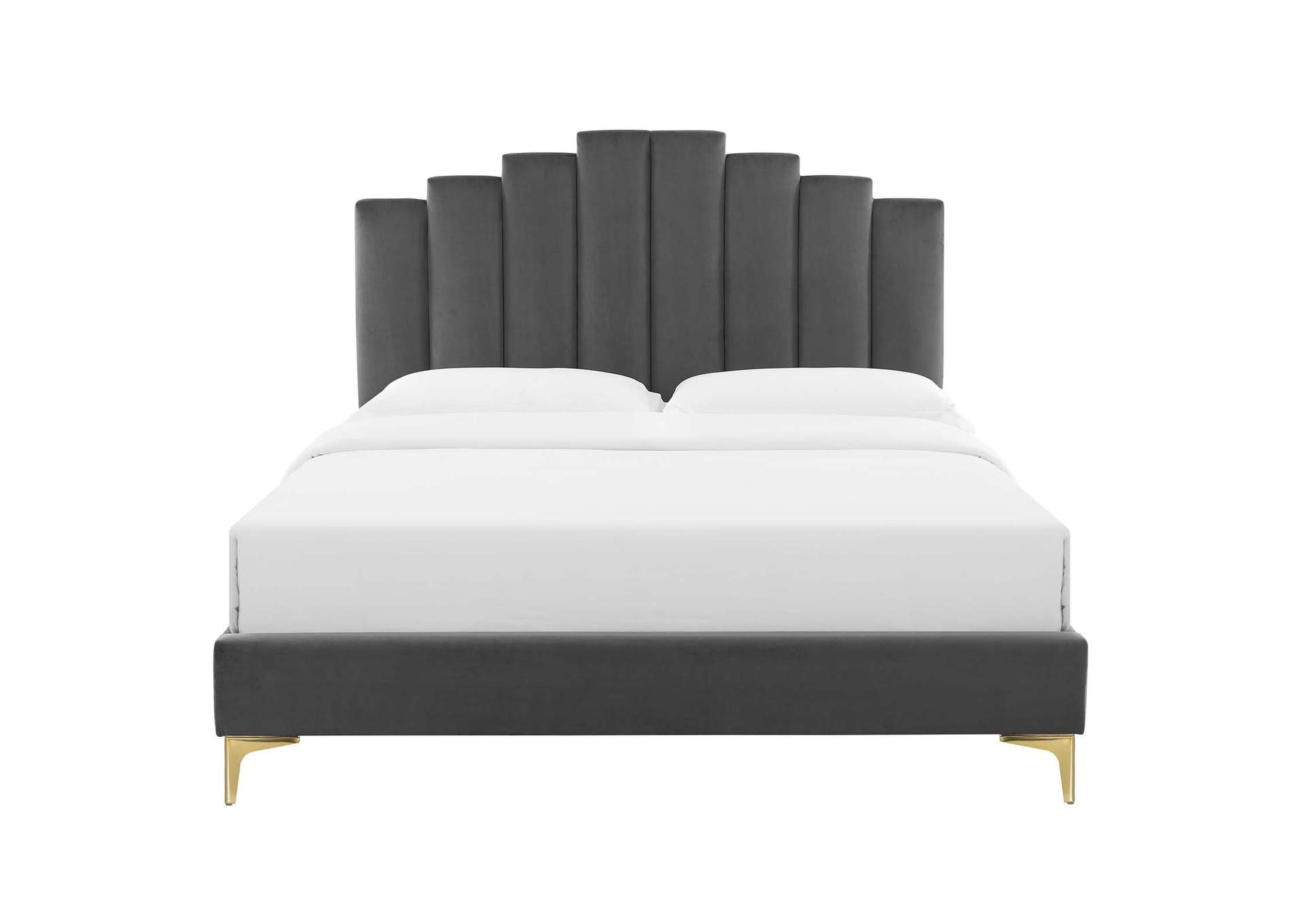Charcoal Elise Queen Performance Velvet Platform Bed,Modway