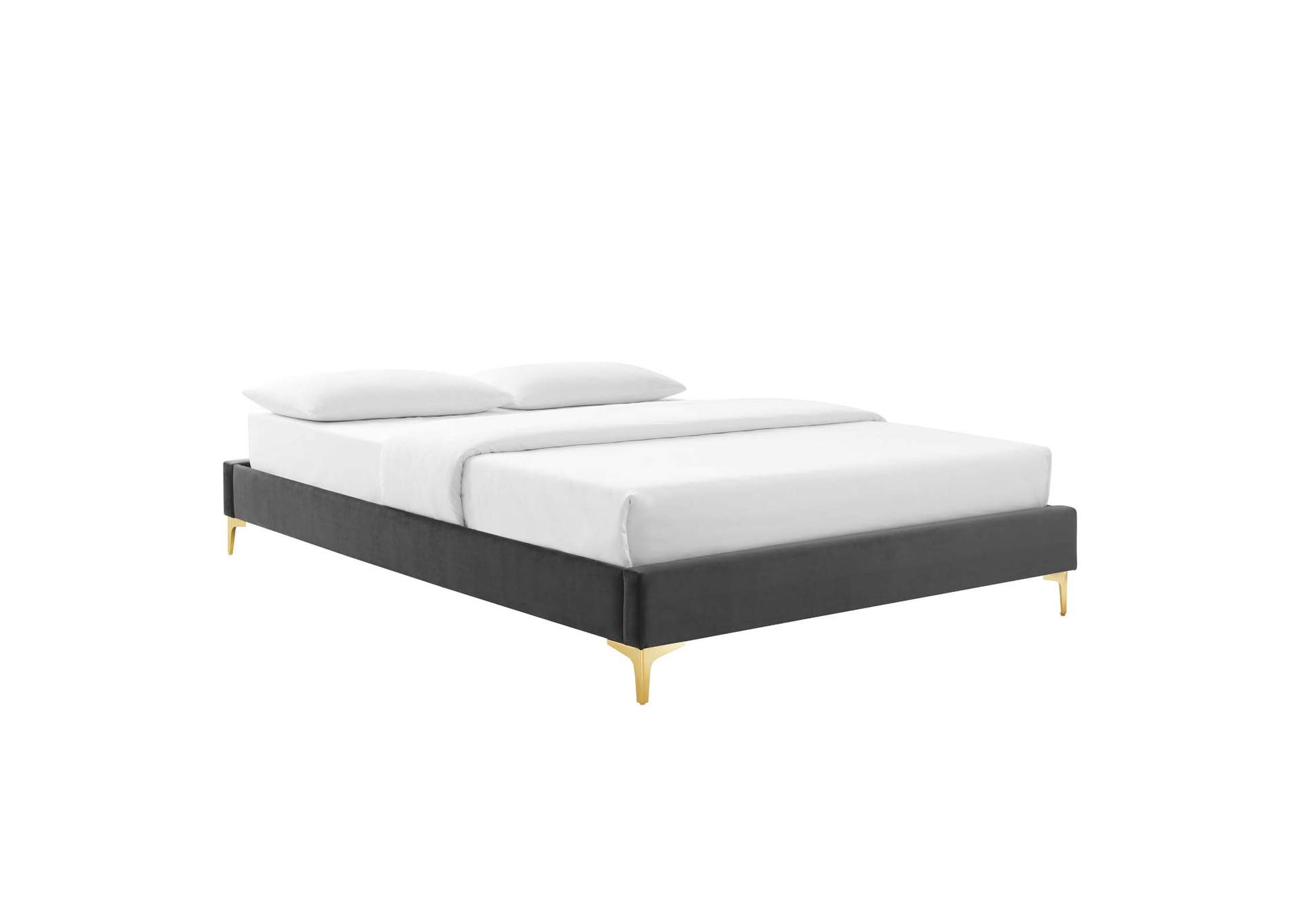 Charcoal Elise Queen Performance Velvet Platform Bed,Modway