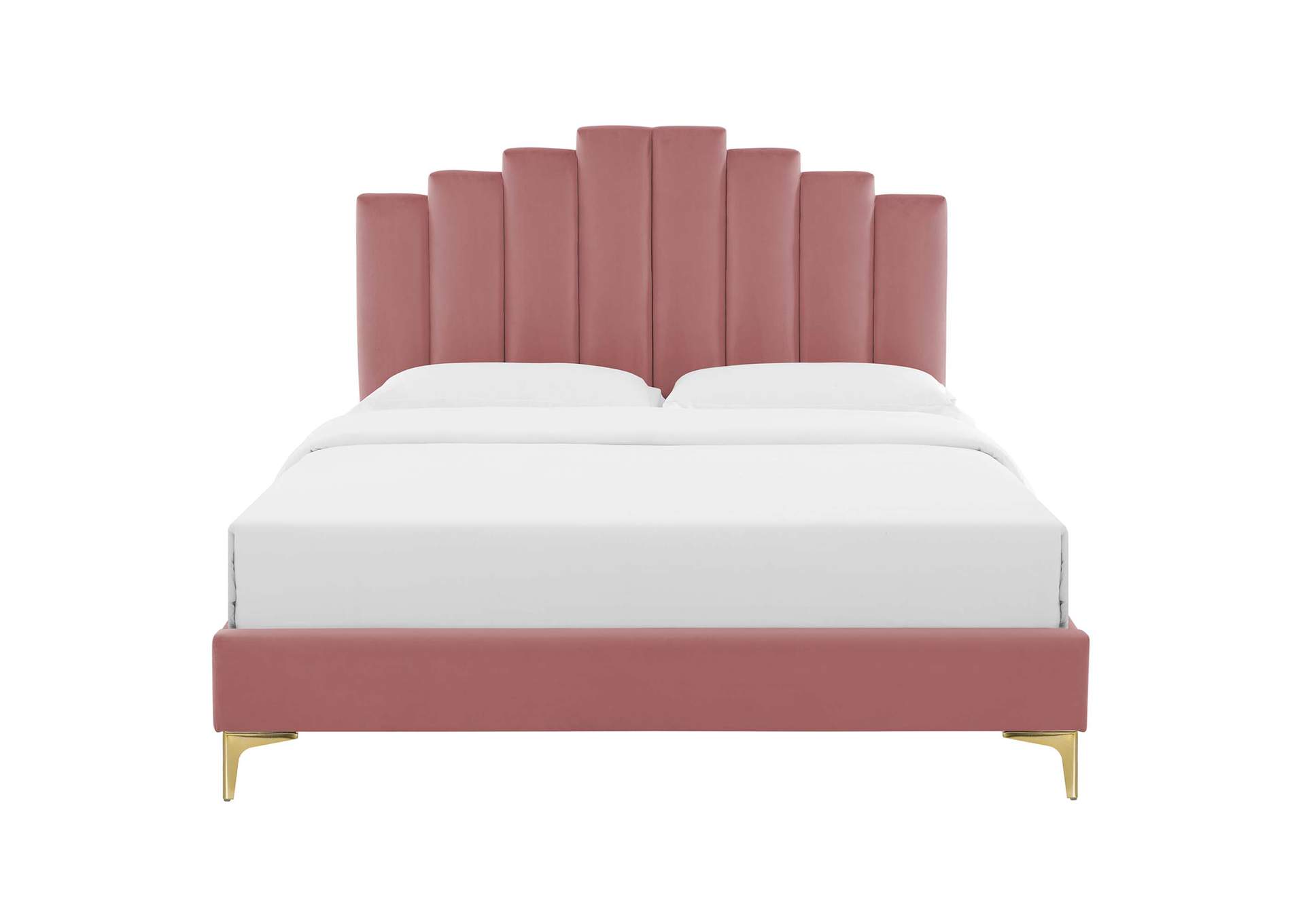 Dusty Rose Elise Queen Performance Velvet Platform Bed,Modway