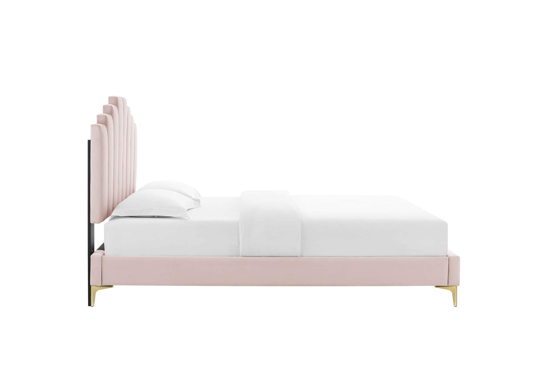 Pink Elise Queen Performance Velvet Platform Bed,Modway
