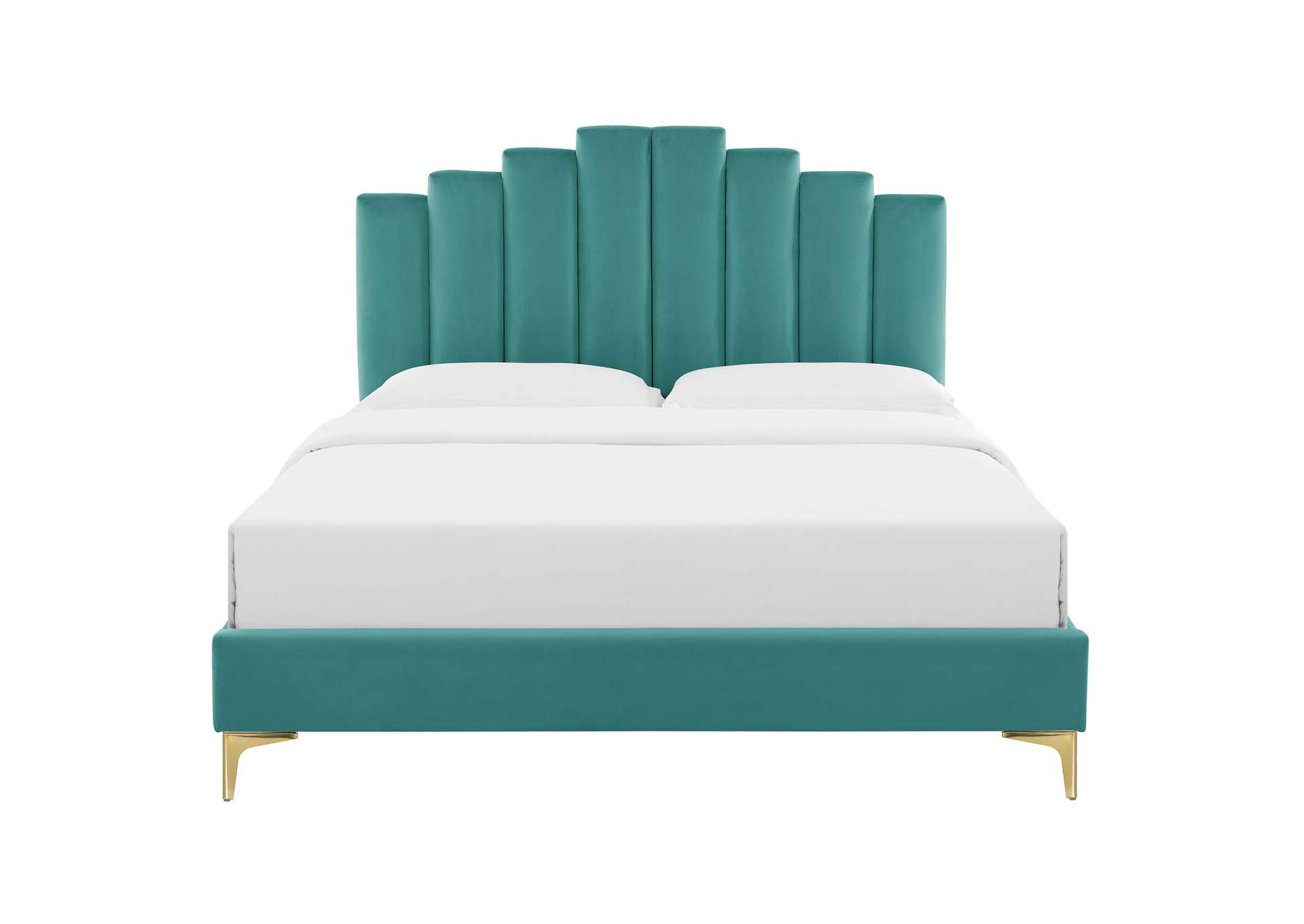 Teal Elise Queen Performance Velvet Platform Bed,Modway