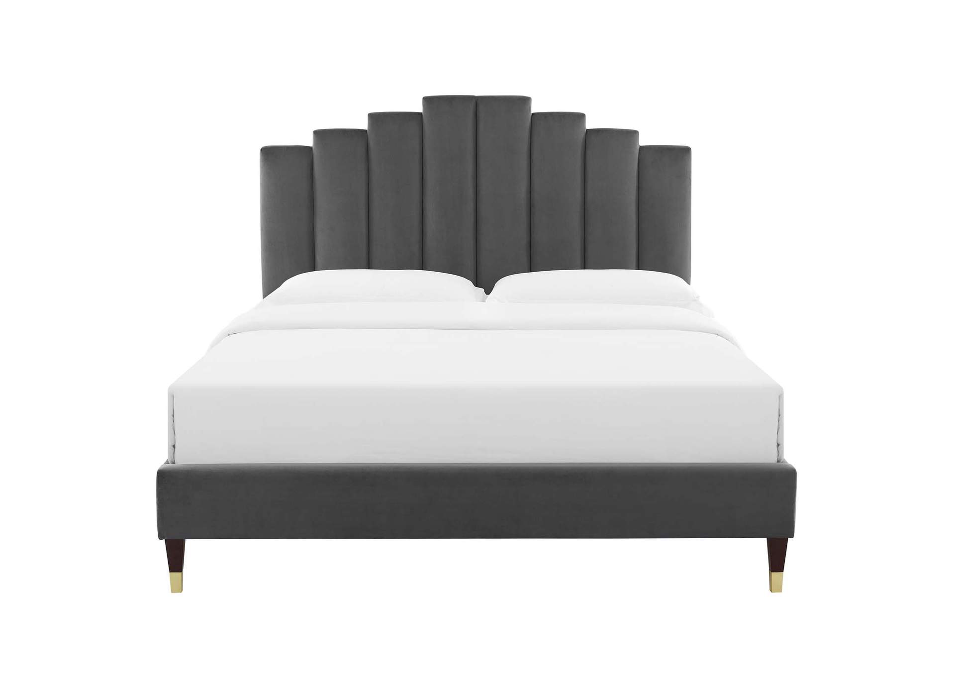 Charcoal Elise King Performance Velvet Platform Bed,Modway