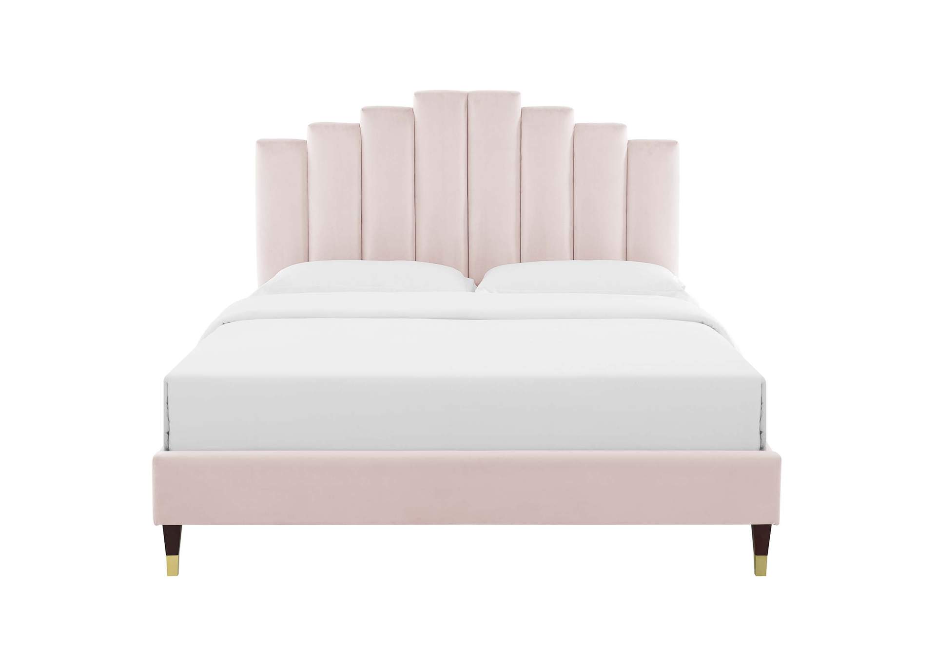 Pink Elise King Performance Velvet Platform Bed,Modway