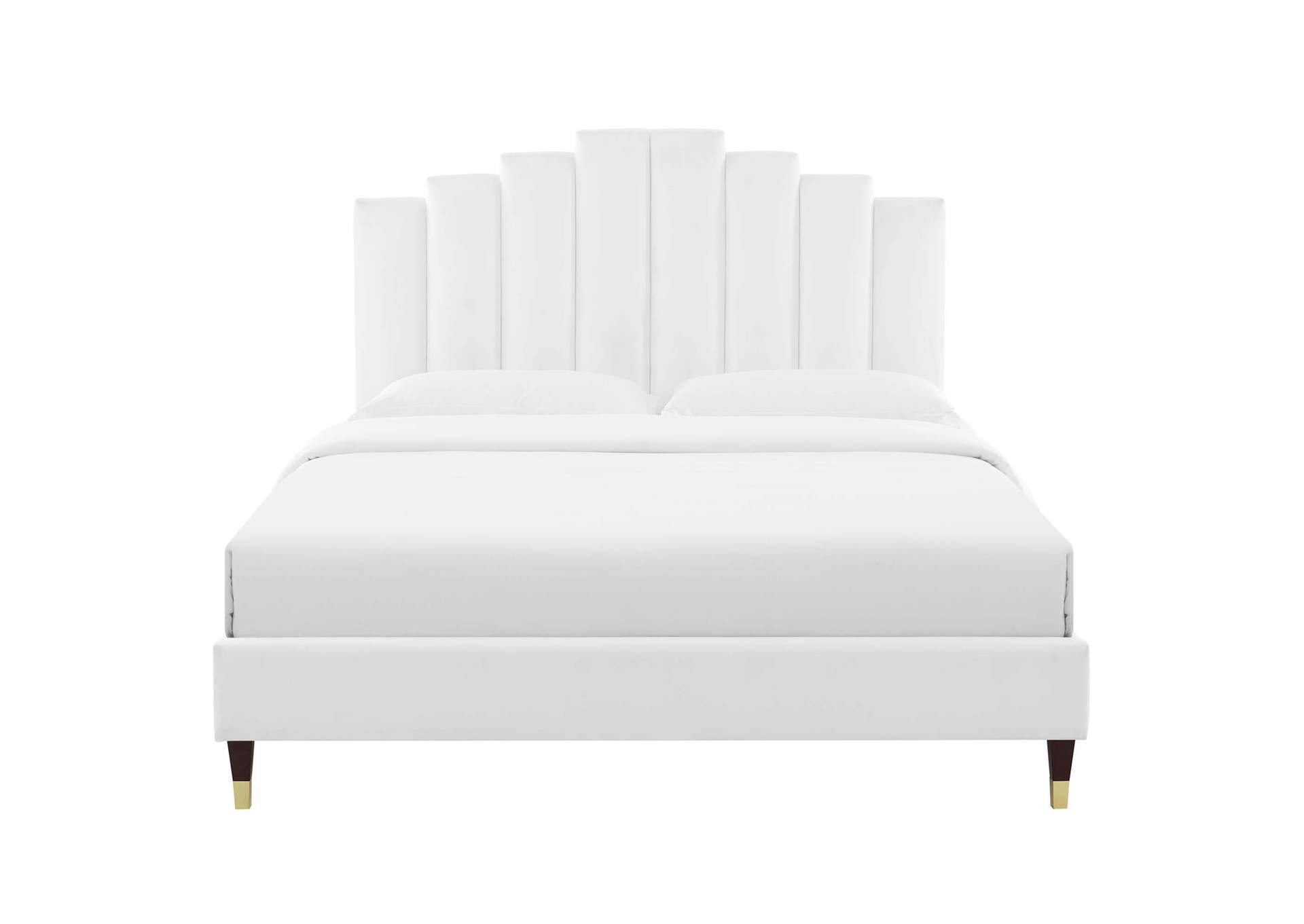 White Elise King Performance Velvet Platform Bed,Modway