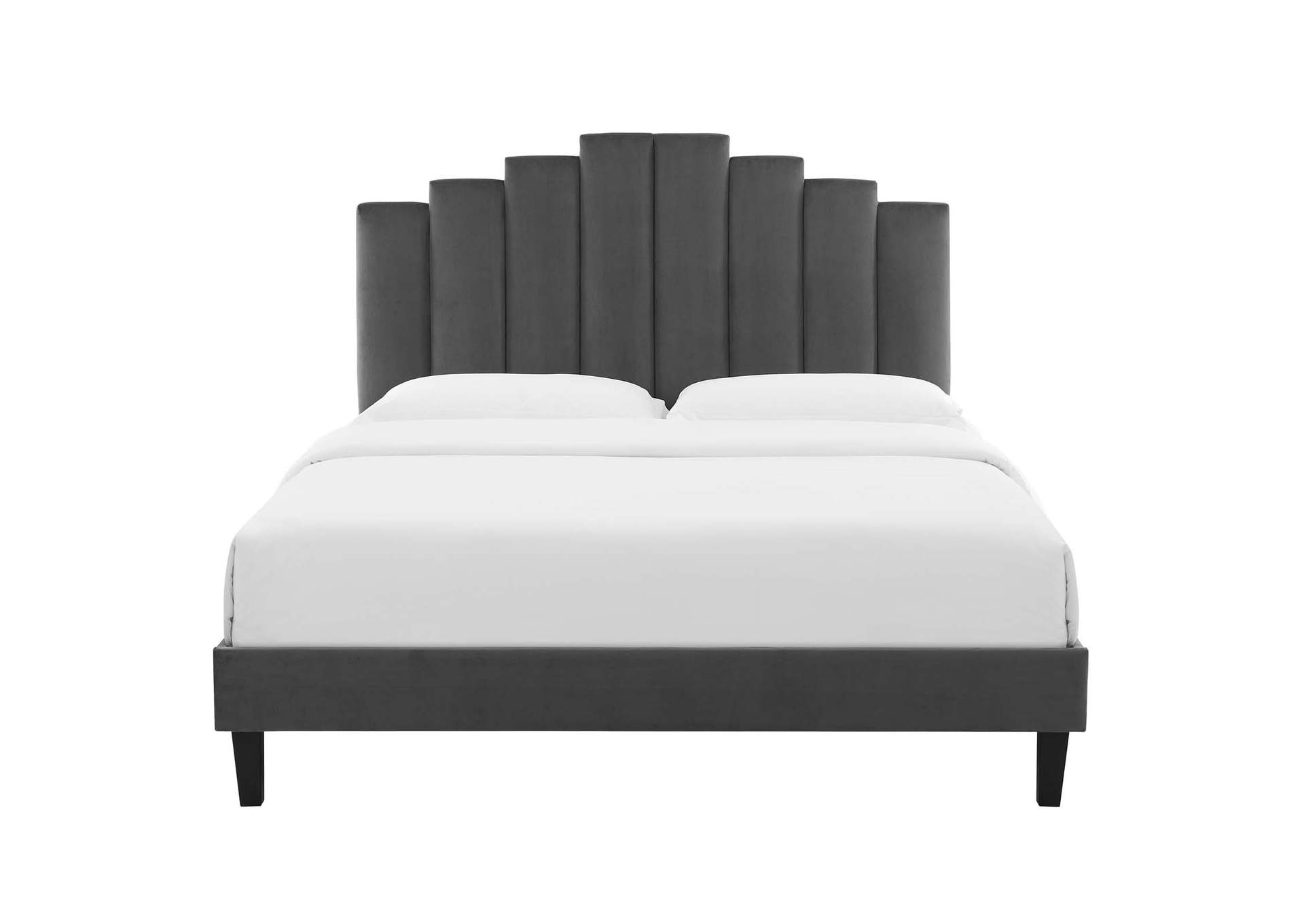 Charcoal Elise King Performance Velvet Platform Bed,Modway