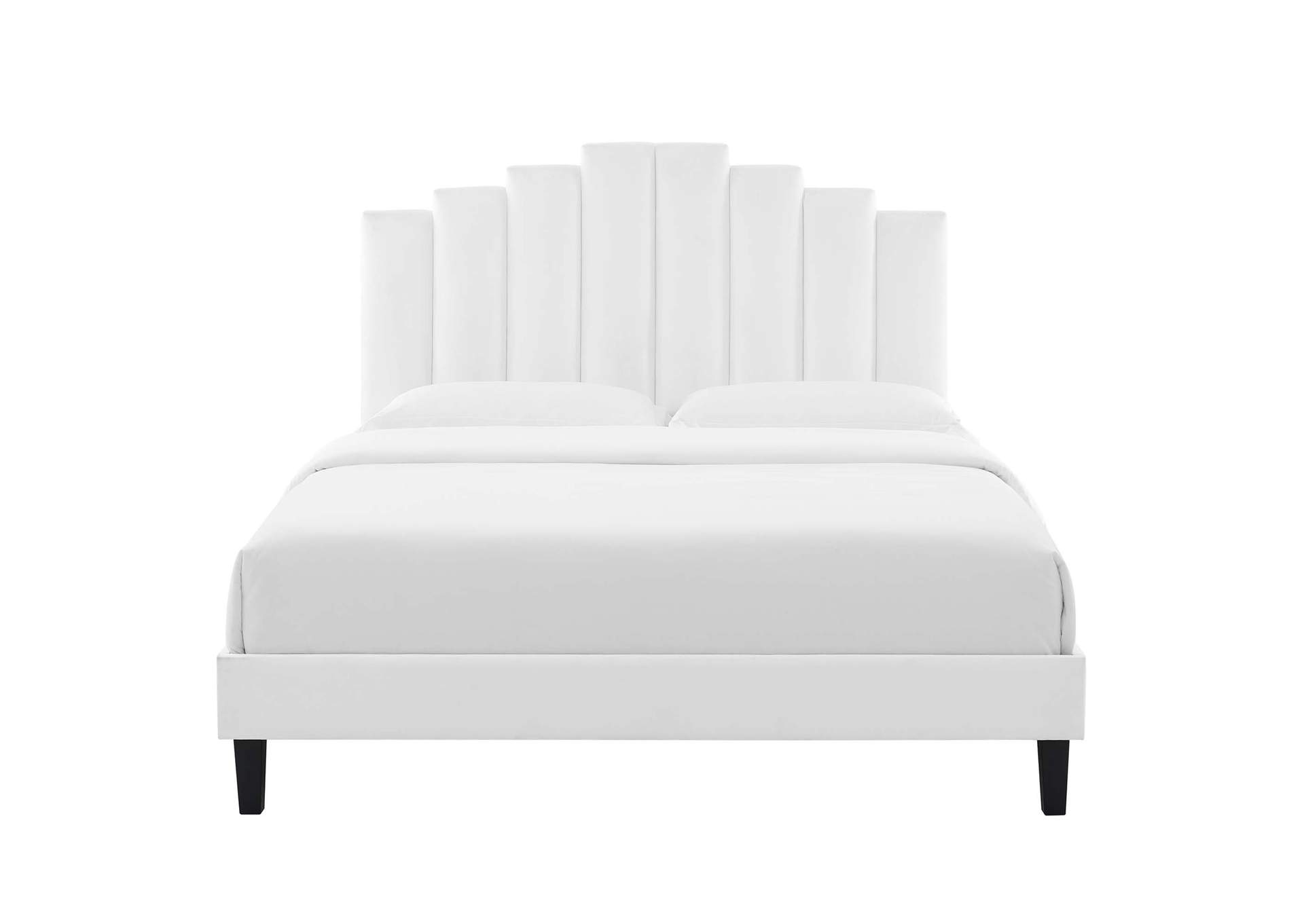 White Elise King Performance Velvet Platform Bed,Modway