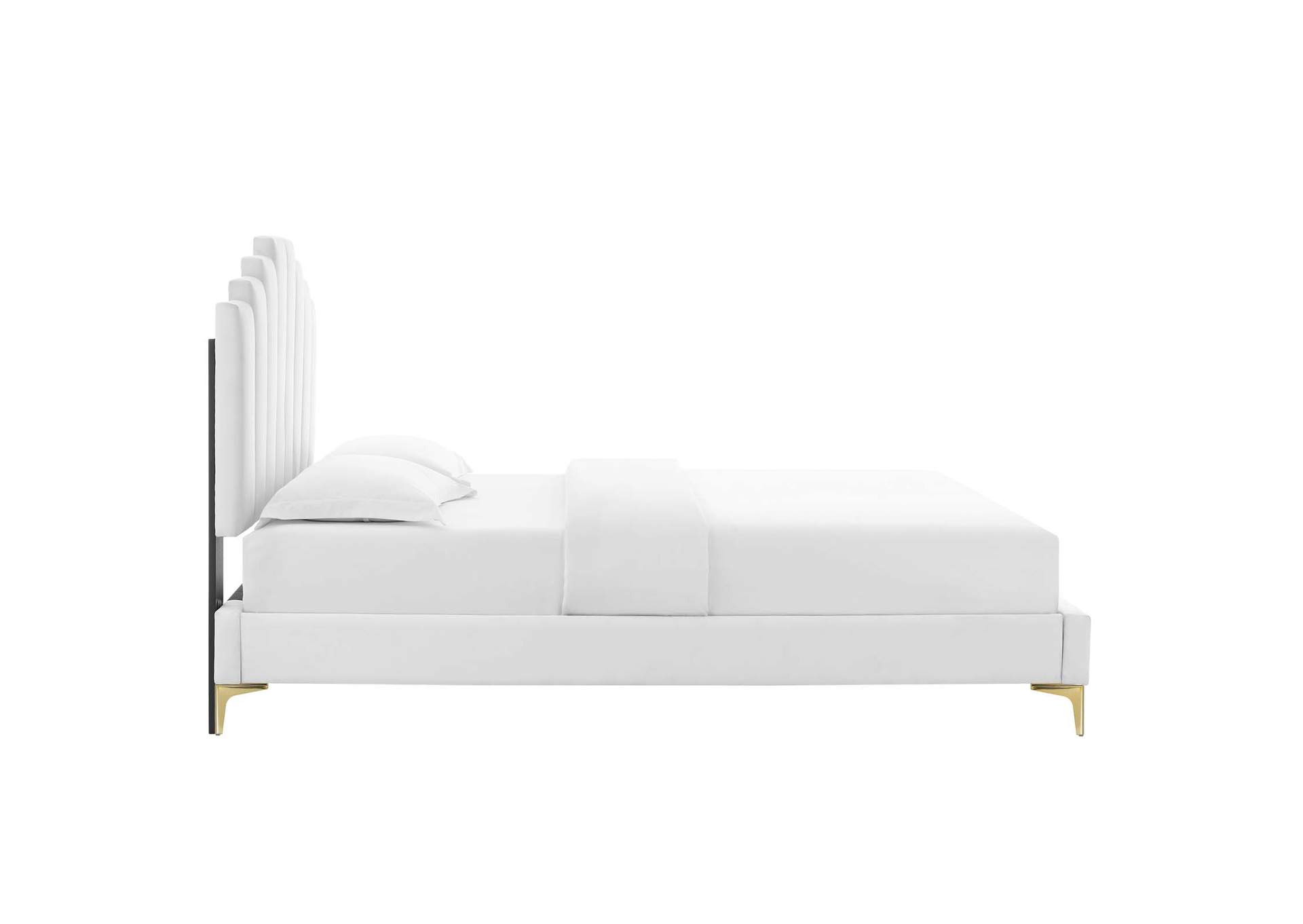 White Elise Twin Performance Velvet Platform Bed,Modway