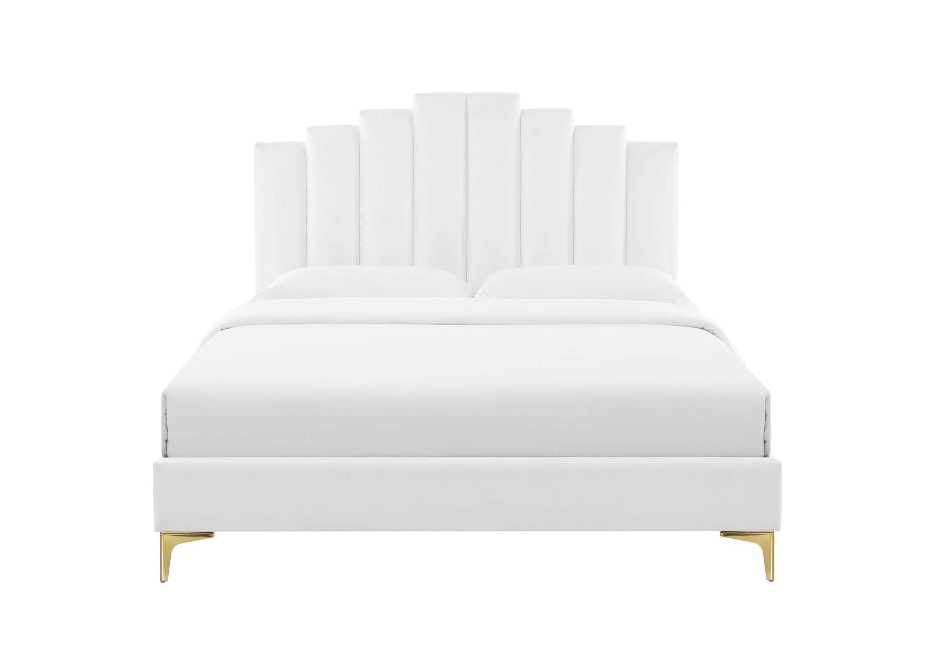 White Elise Twin Performance Velvet Platform Bed,Modway