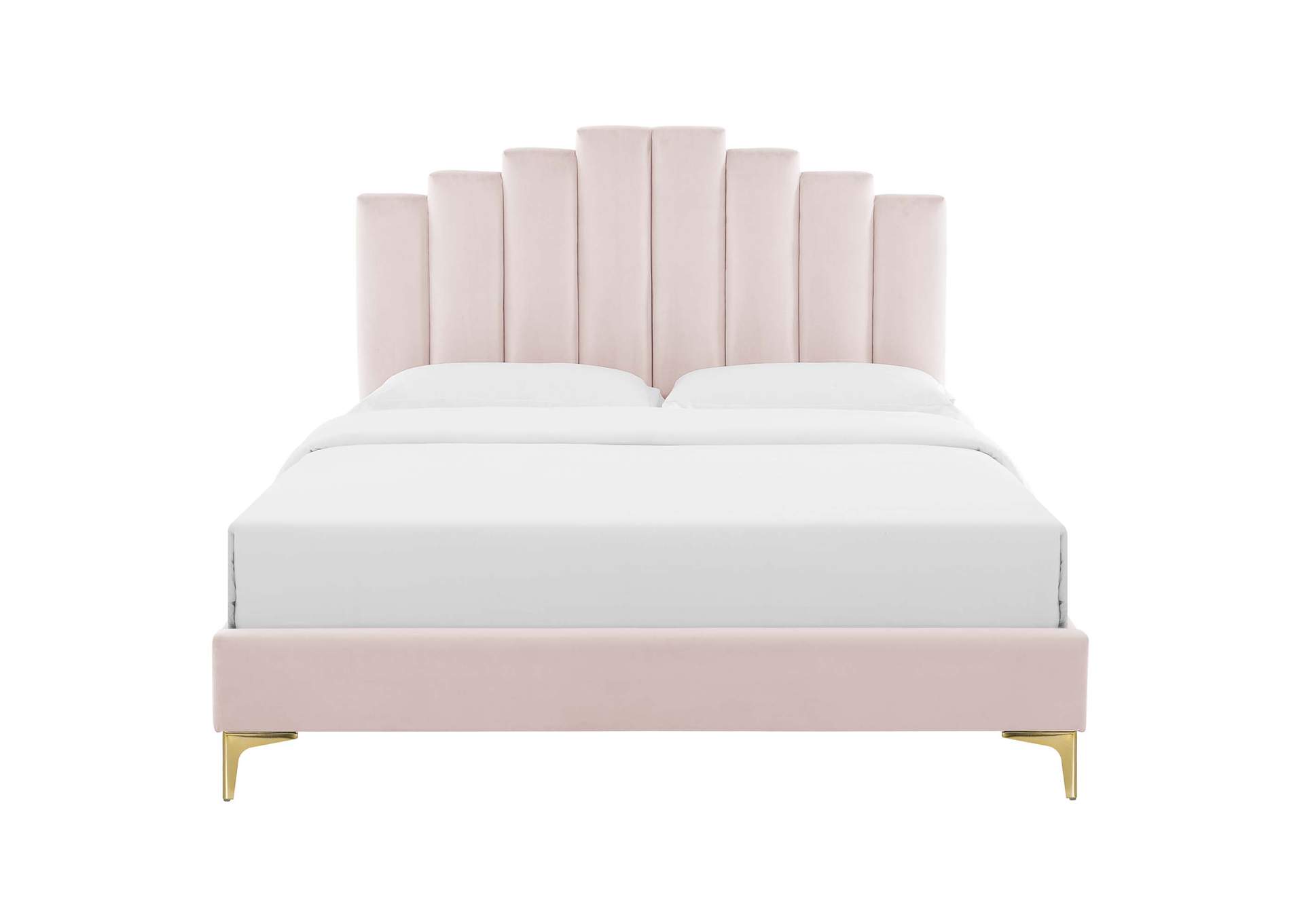 Pink Elise King Performance Velvet Platform Bed,Modway
