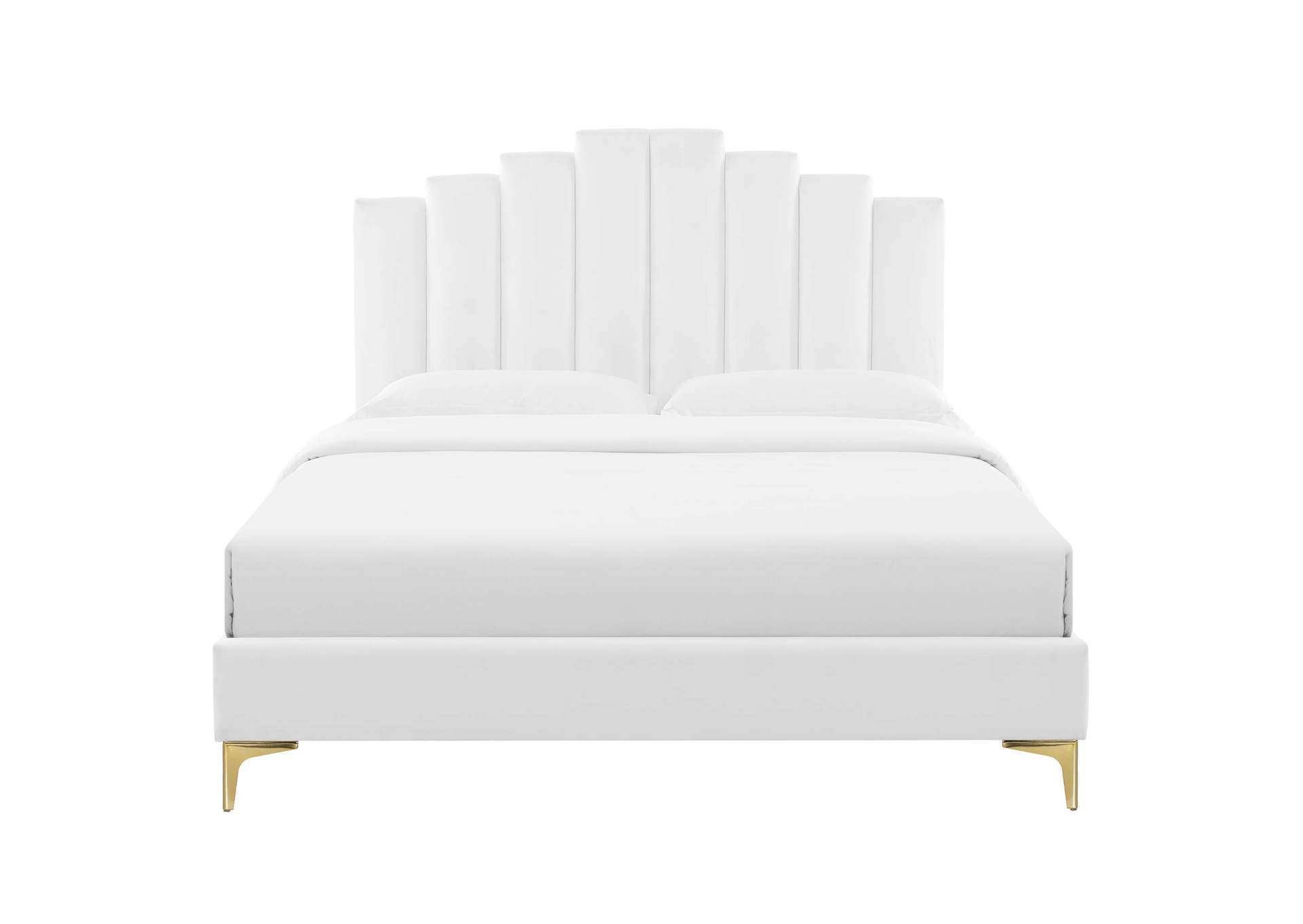 White Elise King Performance Velvet Platform Bed,Modway