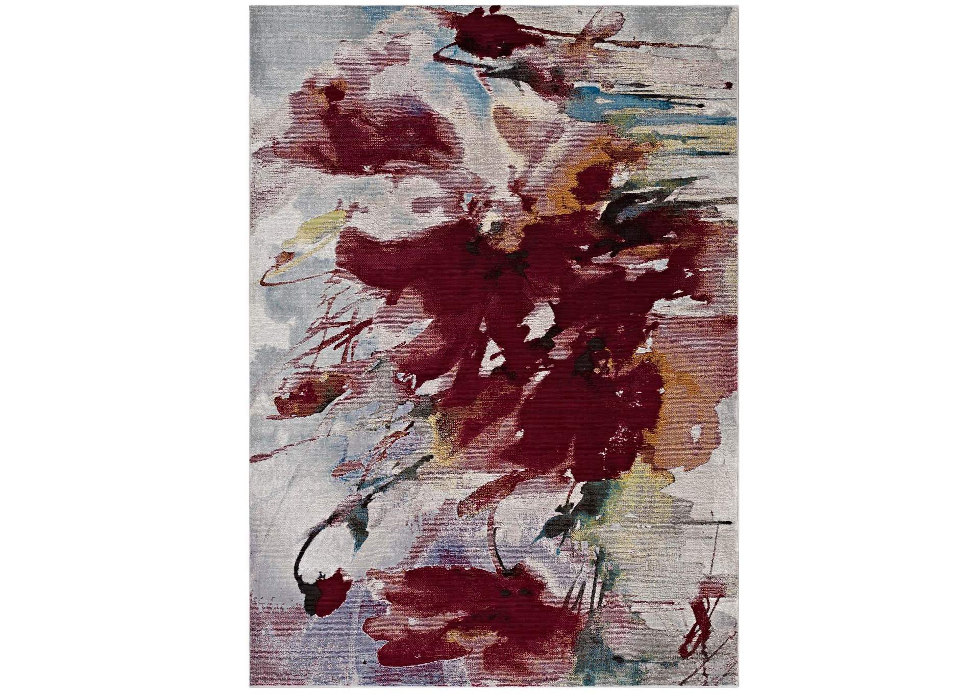 Multicolored Blume Abstract Floral 8x10 Area Rug,Modway