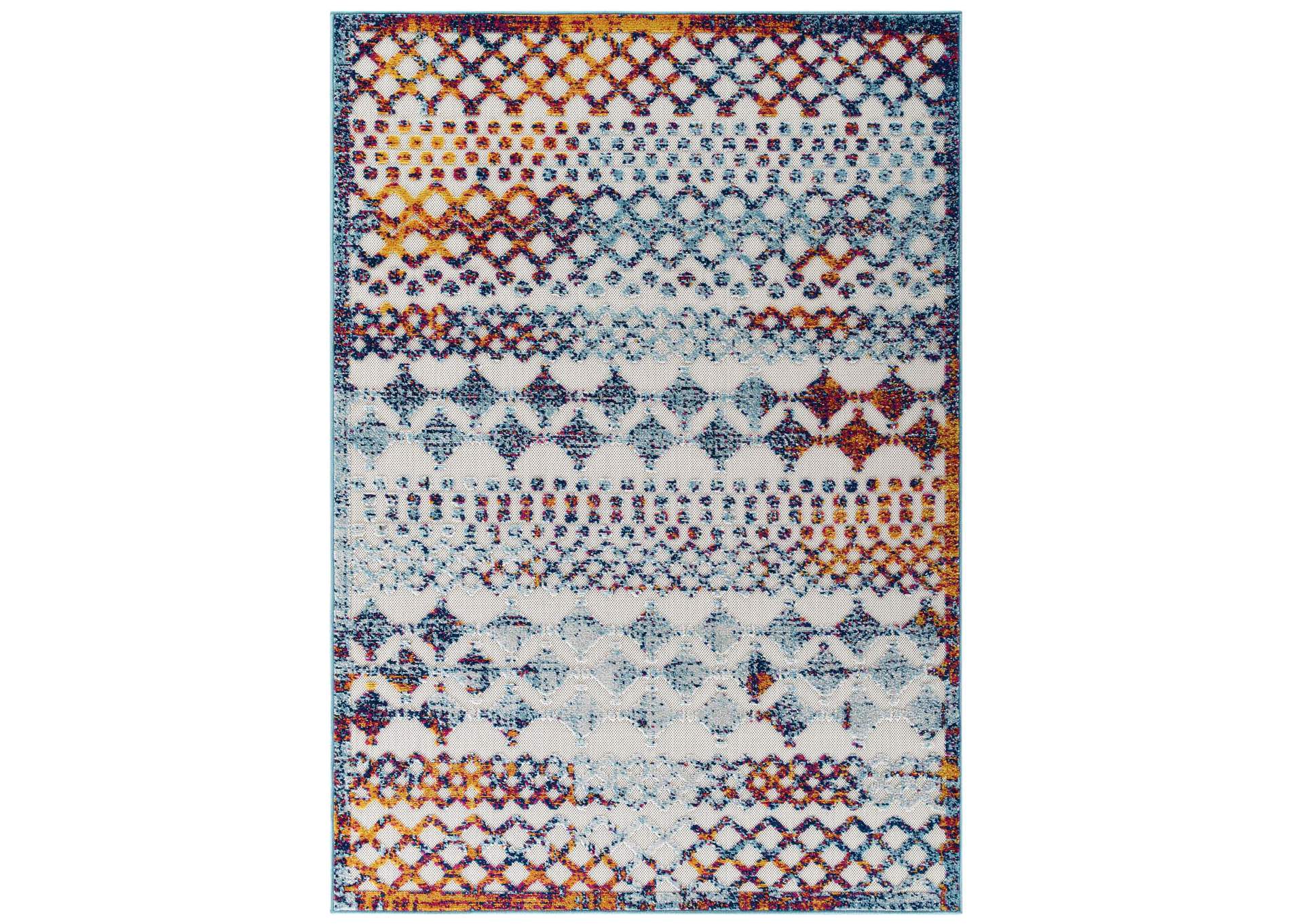 Multicolored Reflect Giada Abstract Diamond Moroccan Trellis 8x10 Indoor/Outdoor Area Rug,Modway