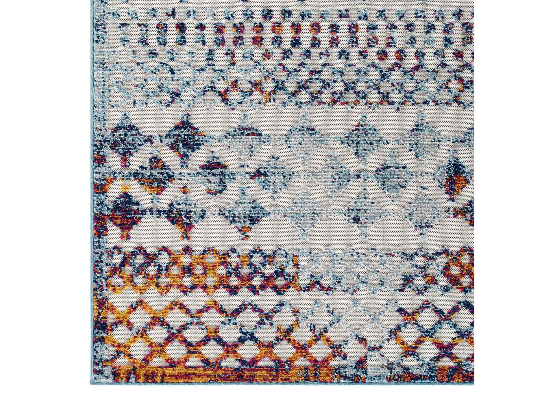 Multicolored Reflect Giada Abstract Diamond Moroccan Trellis 8x10 Indoor/Outdoor Area Rug,Modway
