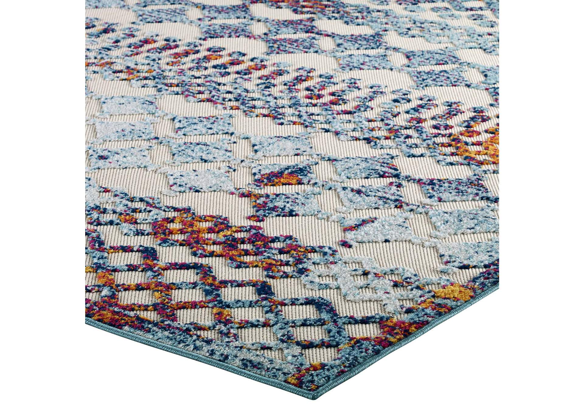 Multicolored Reflect Giada Abstract Diamond Moroccan Trellis 8x10 Indoor/Outdoor Area Rug,Modway