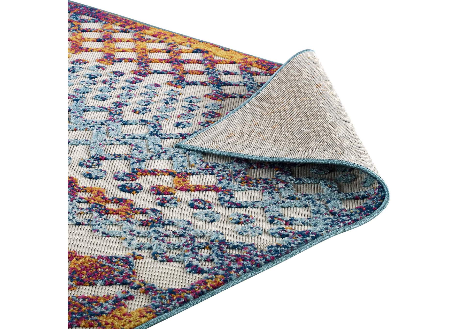Multicolored Reflect Giada Abstract Diamond Moroccan Trellis 8x10 Indoor/Outdoor Area Rug,Modway