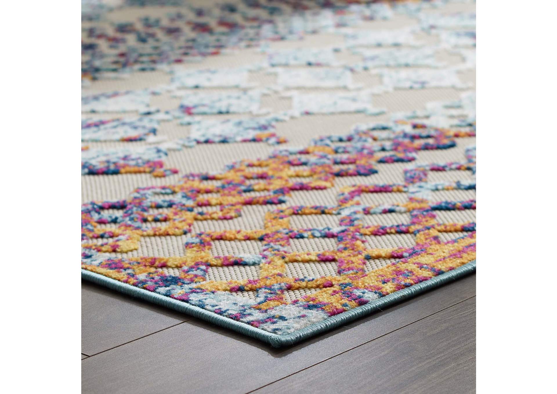 Multicolored Reflect Giada Abstract Diamond Moroccan Trellis 8x10 Indoor/Outdoor Area Rug,Modway