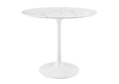 Image for White Lippa 36" Round Artificial Marble Dining Table