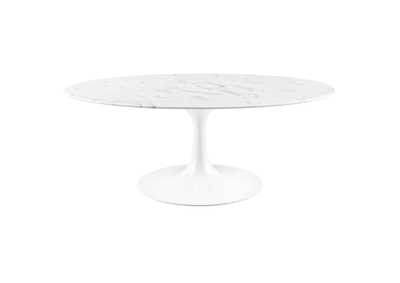 Image for White Lippa 42" Oval-Shaped Artificial Marble Coffee Table