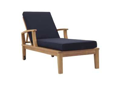 Image for Natural Navy Marina Outdoor Patio Teak Single Chaise