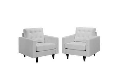 Image for White Empress Arm Chair Leather [Set of 2]