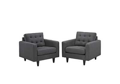 Image for Gray Empress Arm Chair Upholstered Fabric [Set of 2]