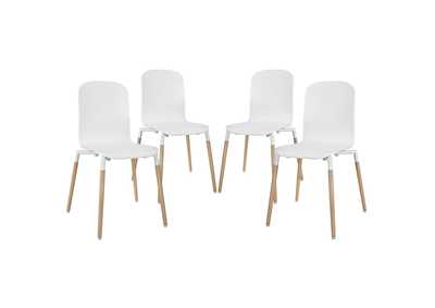 Image for White Stack Dining Chairs Wood [Set of 4]