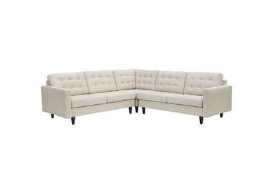 Image for Beige Empress 3 Piece Upholstered Fabric Sectional Sofa Set