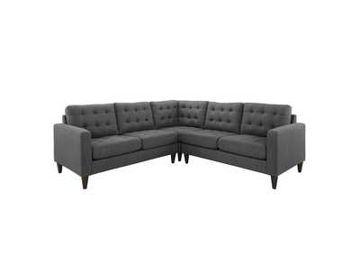 Image for Gray Empress 3 Piece Upholstered Fabric Sectional Sofa Set