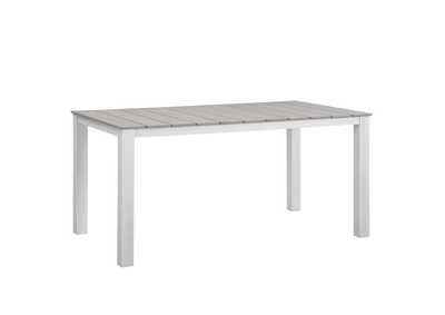 White Light Gray Maine 63" Outdoor Patio Dining Table