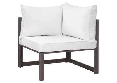 Image for Brown White Fortuna Corner Outdoor Patio Armchair