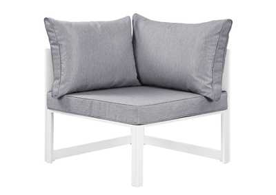 Image for White Gray Fortuna Corner Outdoor Patio Armchair