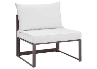 Image for Fortuna Brown White Armless Outdoor Patio Chair