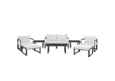 Image for Fortuna Brown White 9 Piece Outdoor Patio Sectional Sofa Set