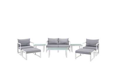 Image for Fortuna White Gray 9 Piece Outdoor Patio Sectional Sofa Set