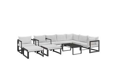 Image for Fortuna Brown White 10 Piece Outdoor Patio Sectional Sofa Set