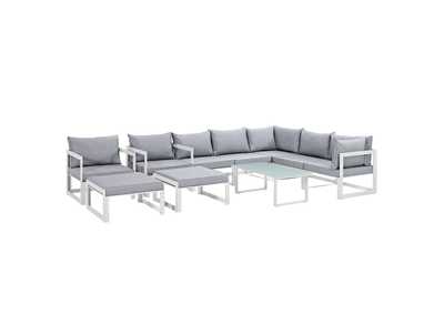 Image for Fortuna White Gray 10 Piece Outdoor Patio Sectional Sofa Set