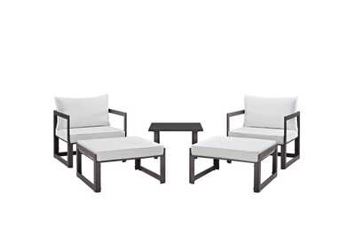 Image for Fortuna Brown White 5 Piece Outdoor Patio Sectional Sofa Set